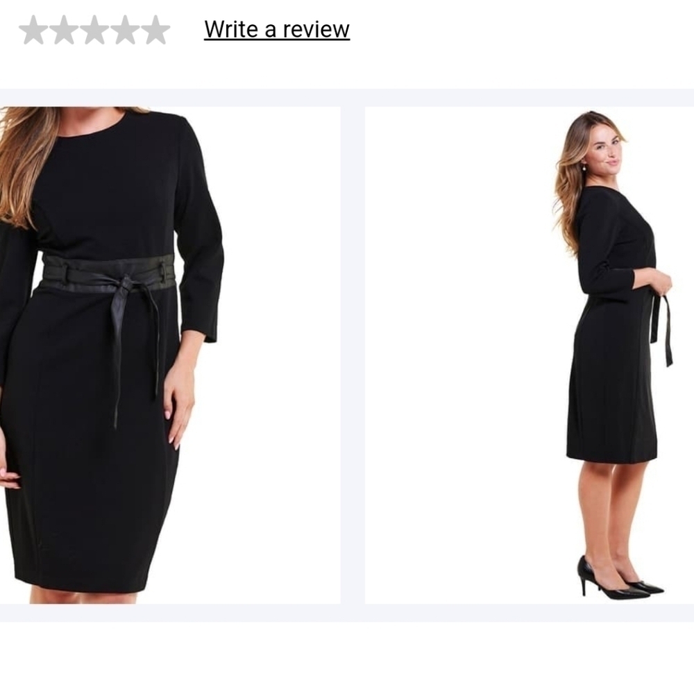 Harper 241 Long Sleeve Crepe Tie Belt Sheath Dress Black Size 16 - Picture 4 of 15